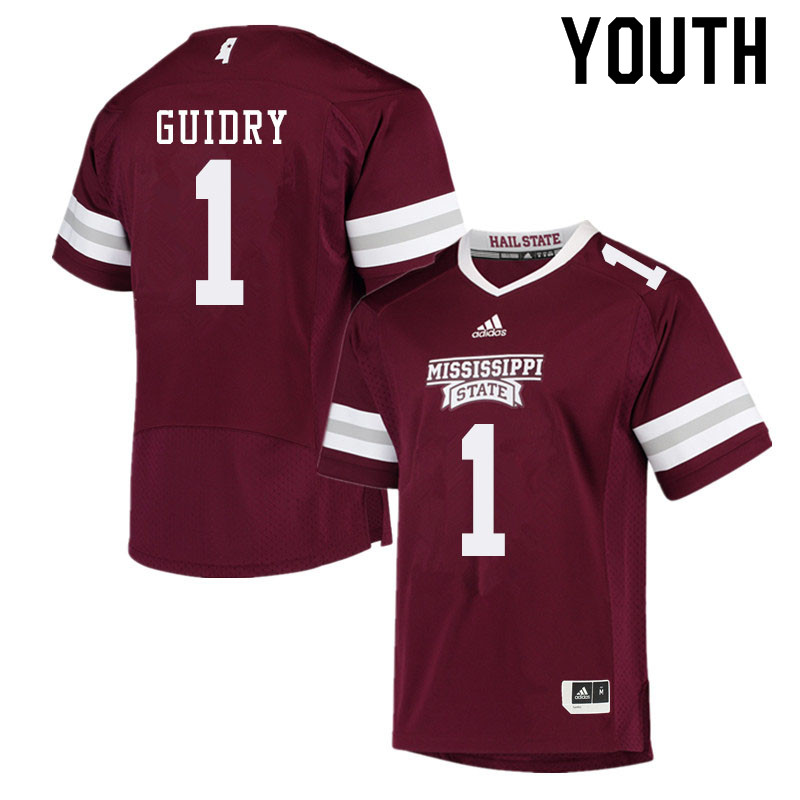 Youth #1 Stephen Guidry Mississippi State Bulldogs College Football Jerseys Sale-Maroon - Click Image to Close
